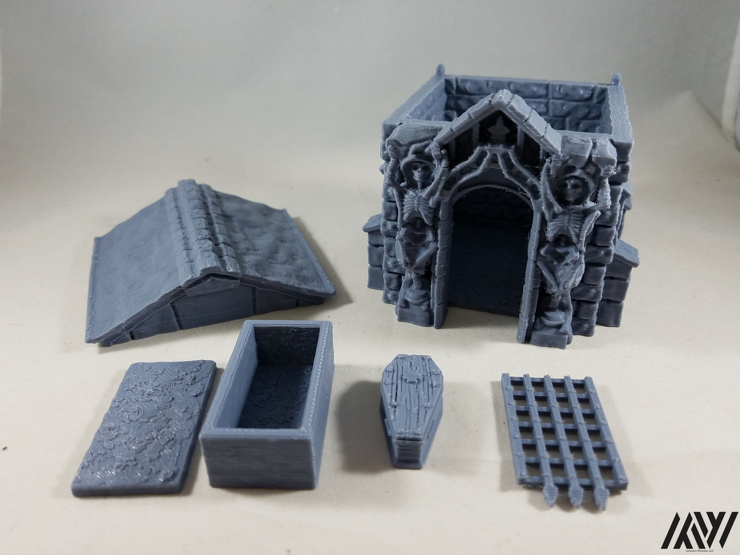 Mausoleum w/ Sarcophagus and Coffin